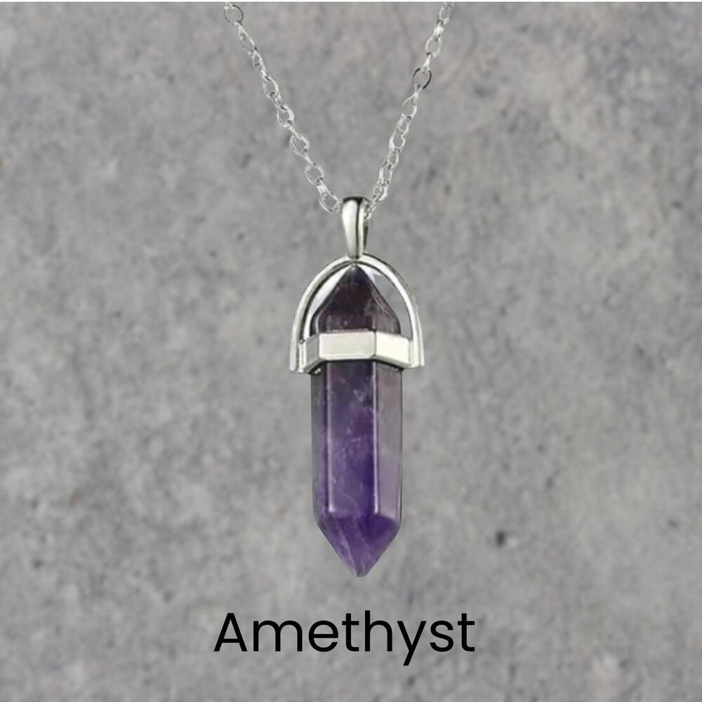 ⭐PICK 3/$30 Amethyst Silver Pendant Necklace Boho Fairycore Spiritual